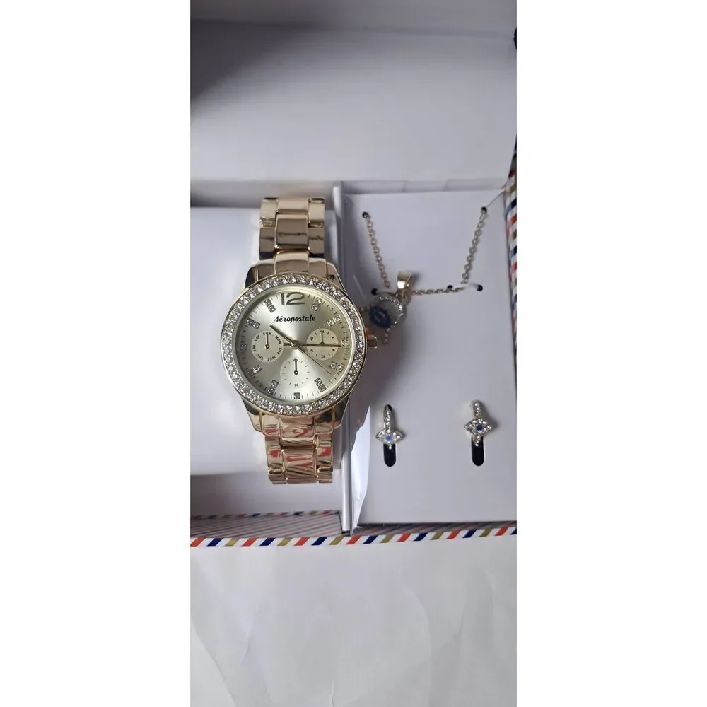 Aeropostale Quartz Analog Wristwatch Jewerly Accessory Set New w/Box Women's
